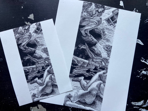 [PRE-ORDER] Fine Art Print of The Storm Nymphs Cave Stippled Ink Drawing