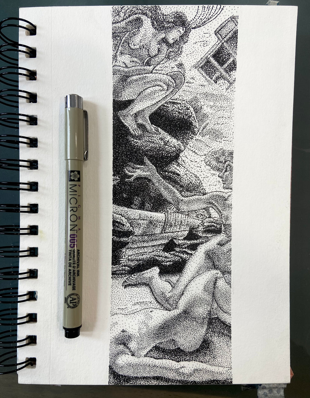 [PRE-ORDER] Fine Art Print of The Storm Nymphs Cave Stippled Ink Drawing