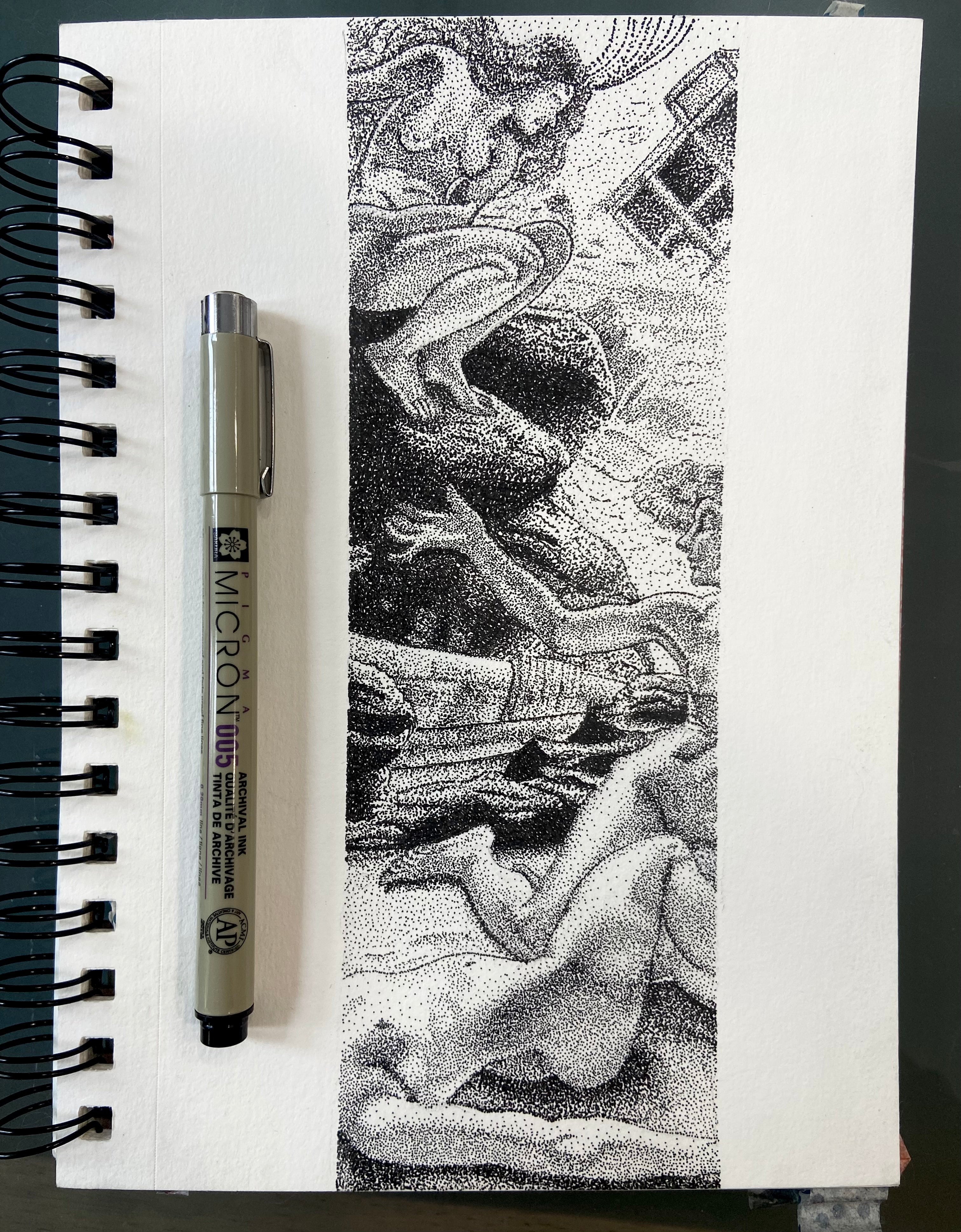 [PRE-ORDER] Fine Art Print of The Storm Nymphs Cave Stippled Ink Drawing